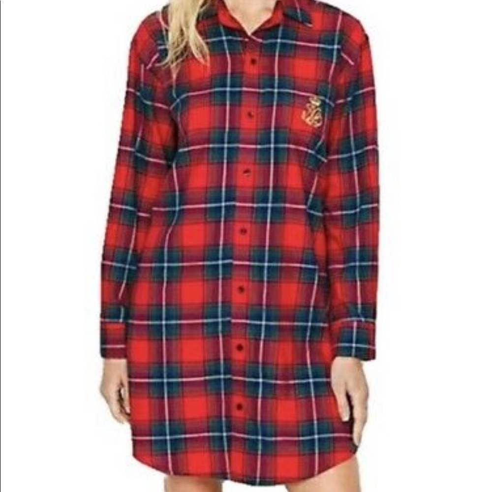 Lauren Ralph Lauren Red Plaid Night Shirt